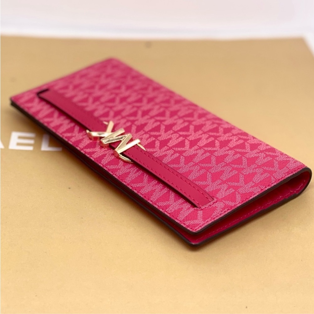Michael Kors Reed Snap Bifold Wallet Electric Pink - Picture 9 of 11